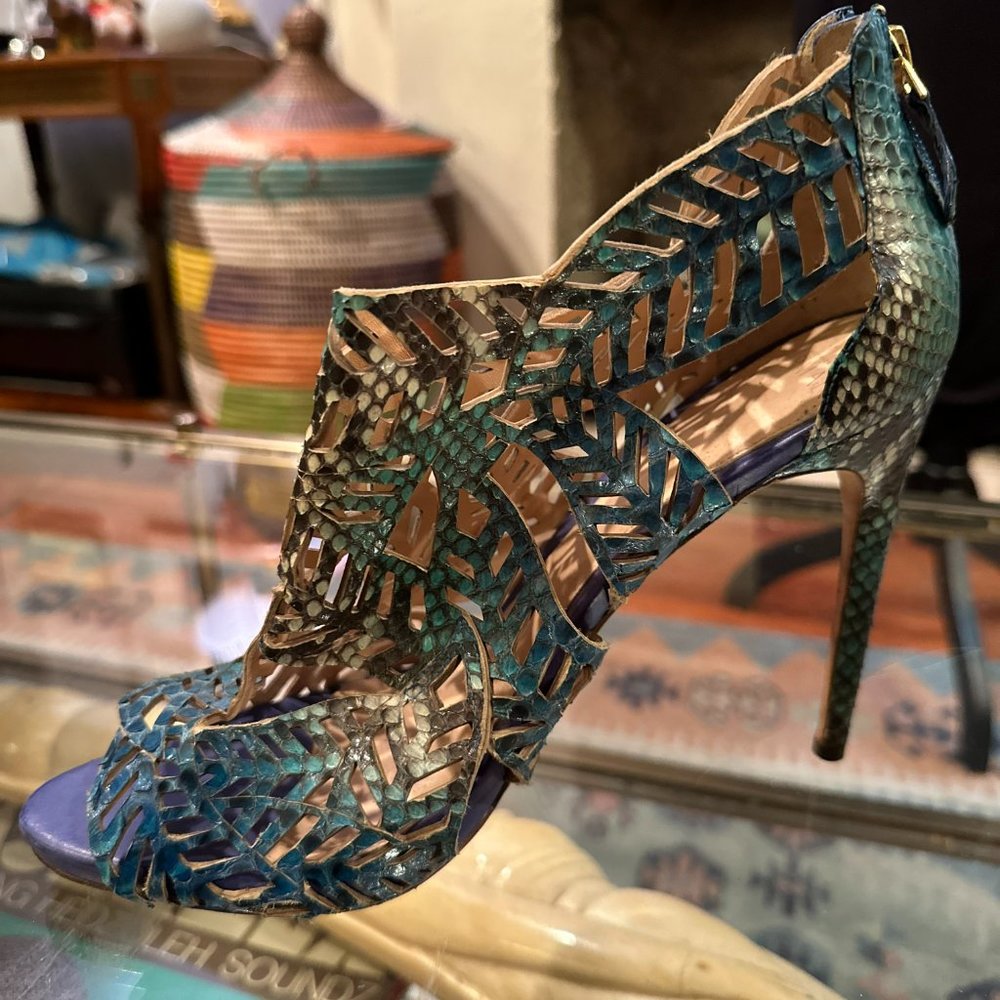 Alexandre Birman Laser Cut Python Booties - image 1